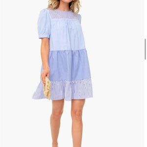English Factory Blue Stripped Quinn Dress - NEW
